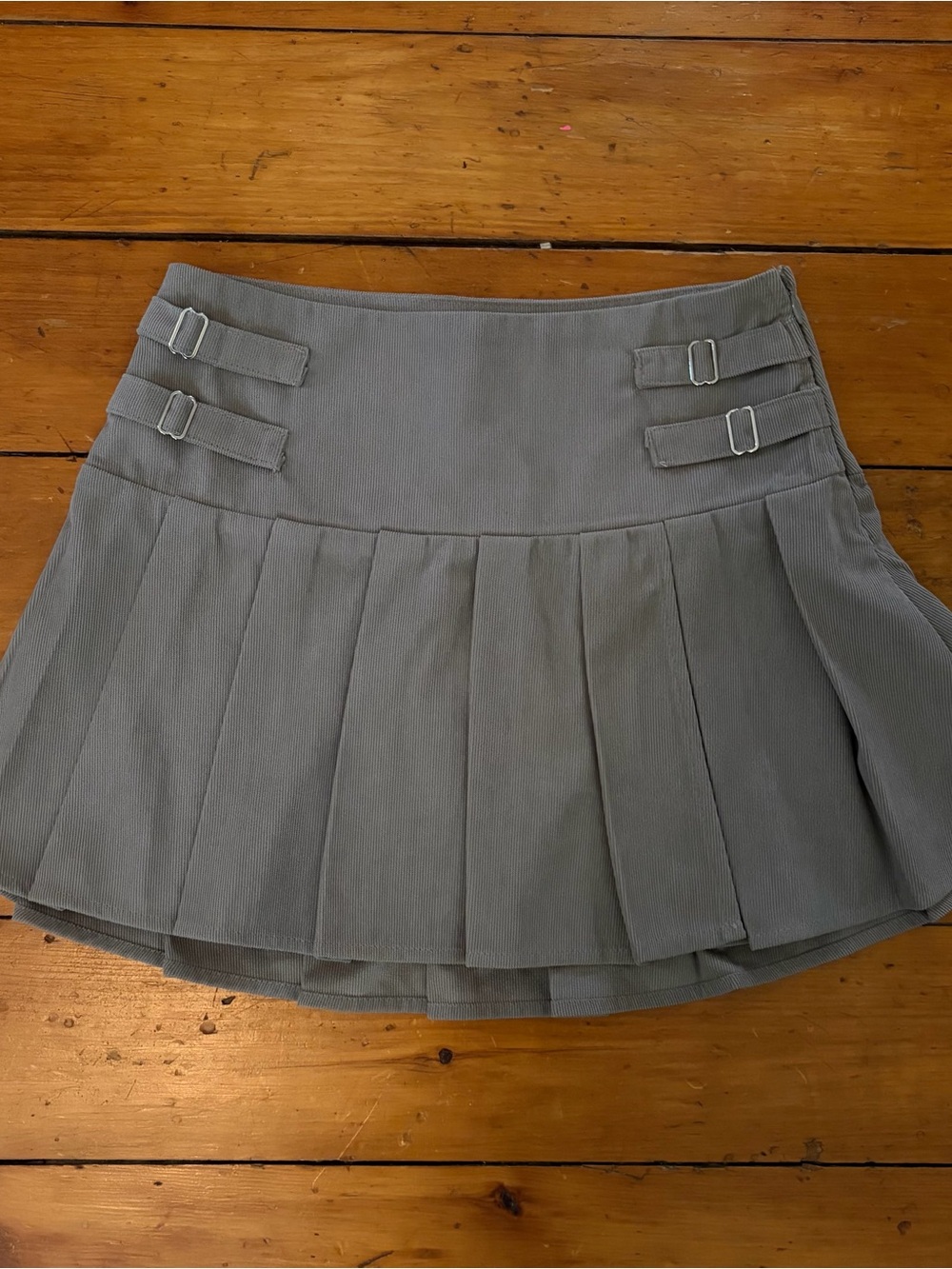 Princess Polly Pleated Mini Skirt in Gray with Side Strap Details